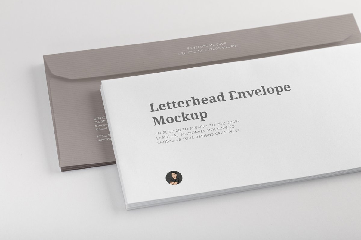 典雅信封信头设计样机模板01 Letterhead Envelope Mockup 01_img_2