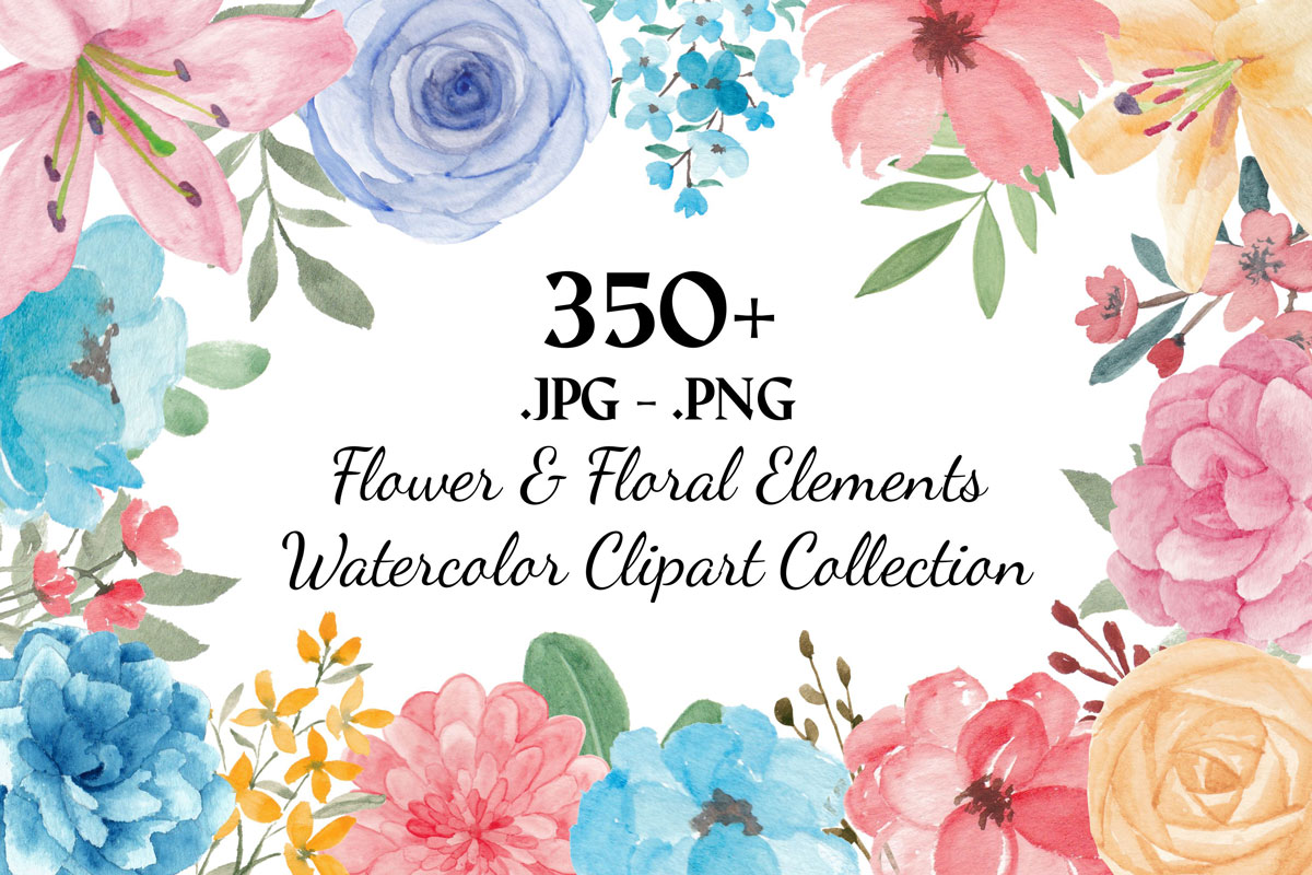 357款花卉水彩手绘插图剪贴画素材包 357 Flower and Floral Watercolor Illustration Clip Art_img_2