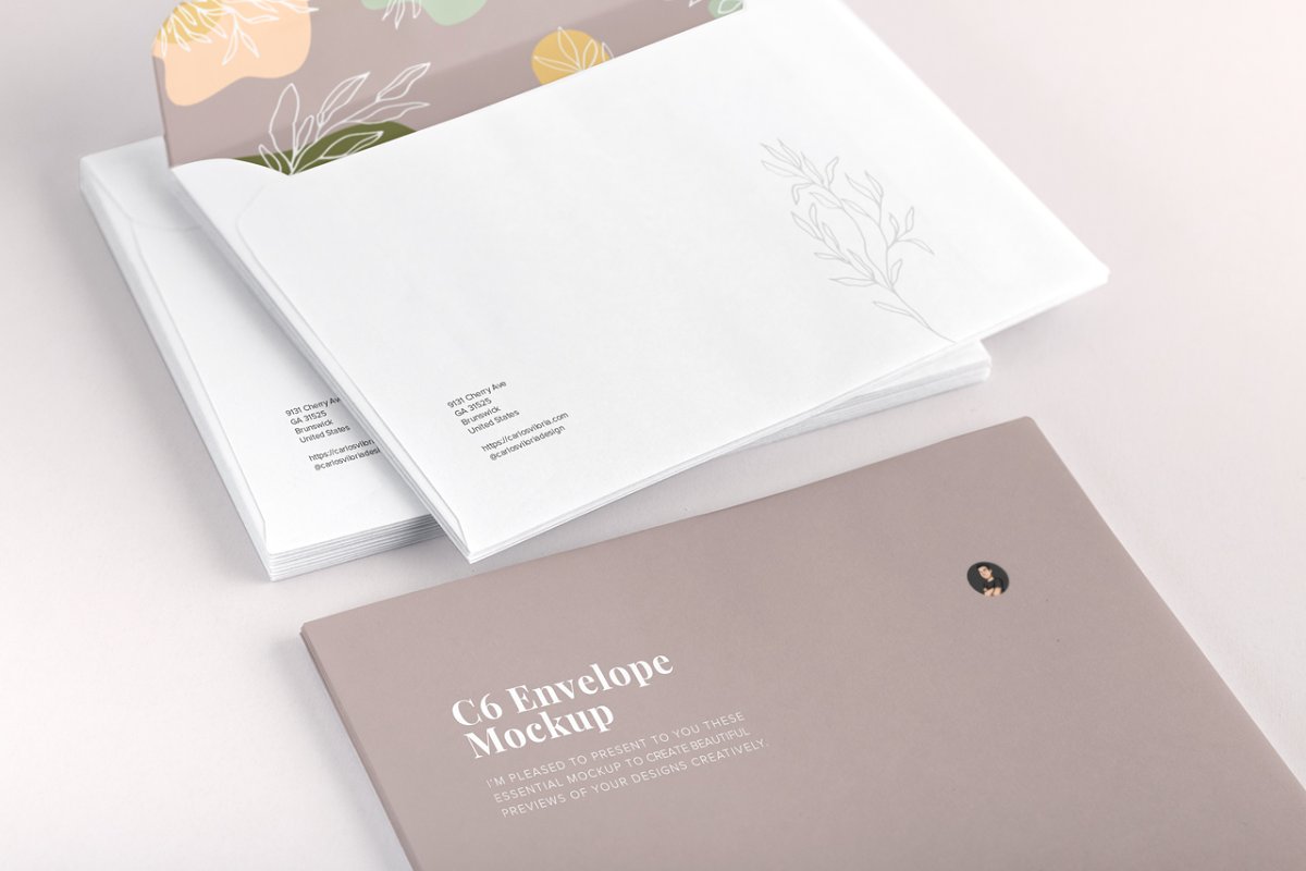 精美C6规格企业信封设计效果图样机PSD模板01 C6 Envelope Mockup 01_img_2