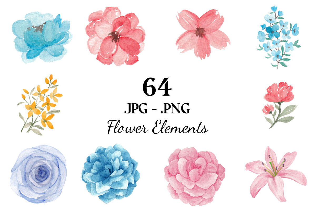 357款花卉水彩手绘插图剪贴画素材包 357 Flower and Floral Watercolor Illustration Clip Art_img_2