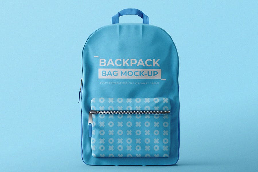 简约双肩背包外观设计预览样机PSD模板 Backpack Mock-Up Template_img_2