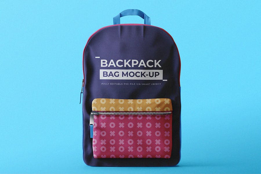 简约双肩背包外观设计预览样机PSD模板 Backpack Mock-Up Template_img_2