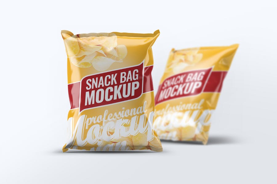 光泽薯片零食塑料袋外观设计预览图样机模板 Snack Bag Mock-Up_img_2