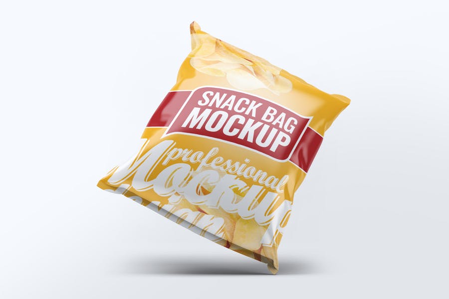 光泽薯片零食塑料袋外观设计预览图样机模板 Snack Bag Mock-Up_img_2