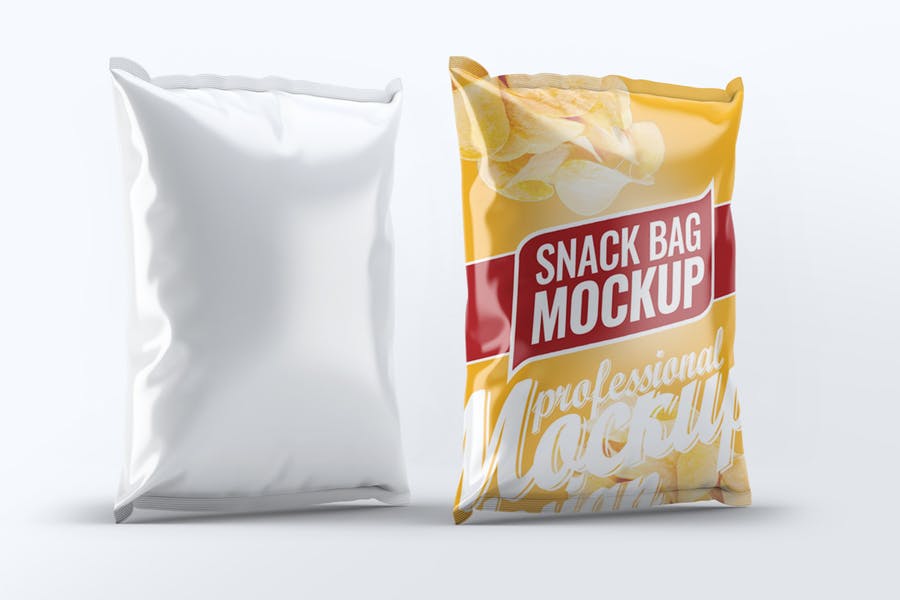 光泽薯片零食塑料袋外观设计预览图样机模板 Snack Bag Mock-Up_img_2