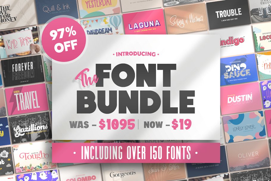 162款现代时尚英文字体包下载 The HUGE Font Bundle (162 Fonts)_img_2