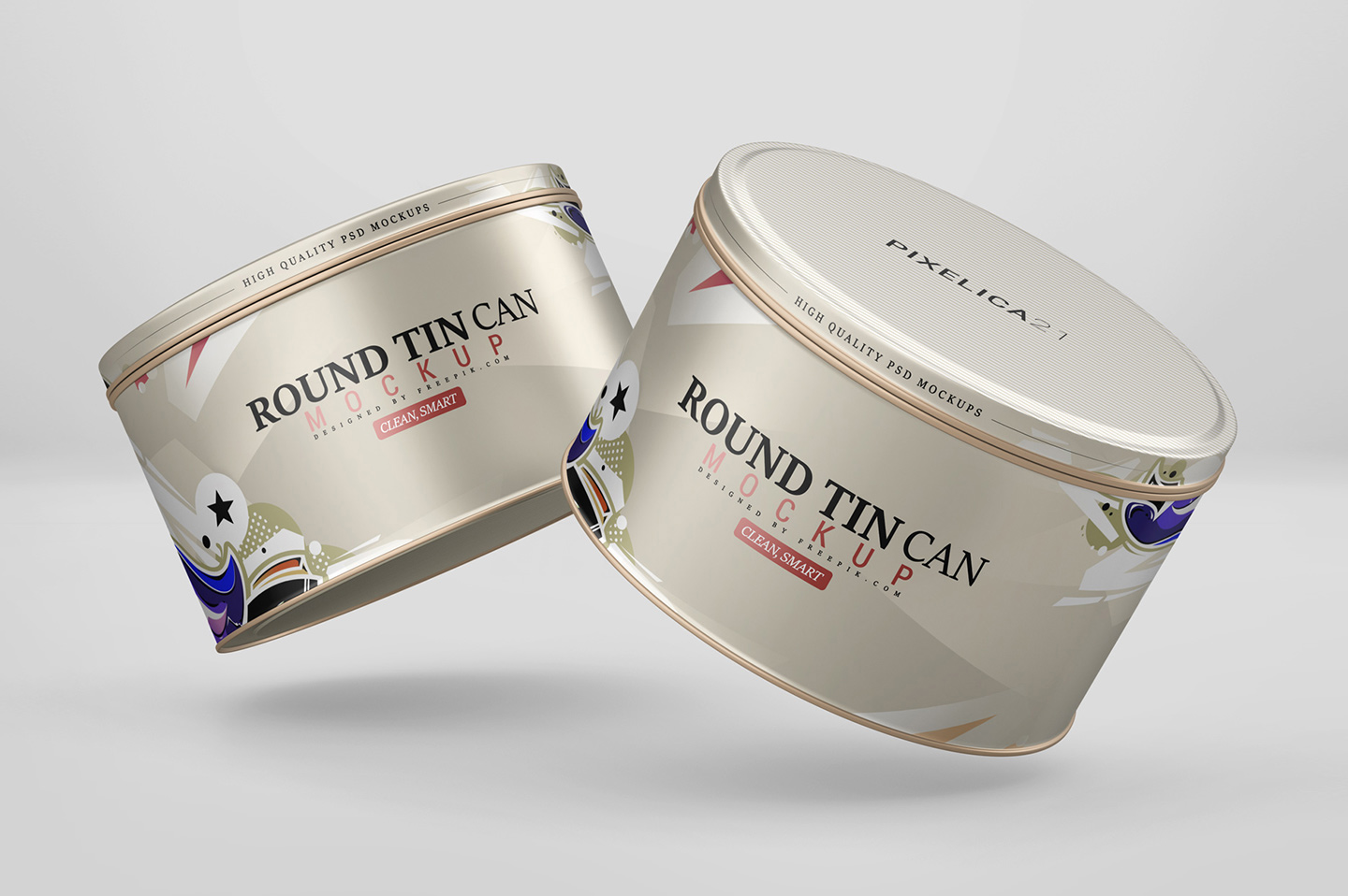 圆形食品锡罐外观设计展示图样机模板 Round Tin Can Mockup_img_2