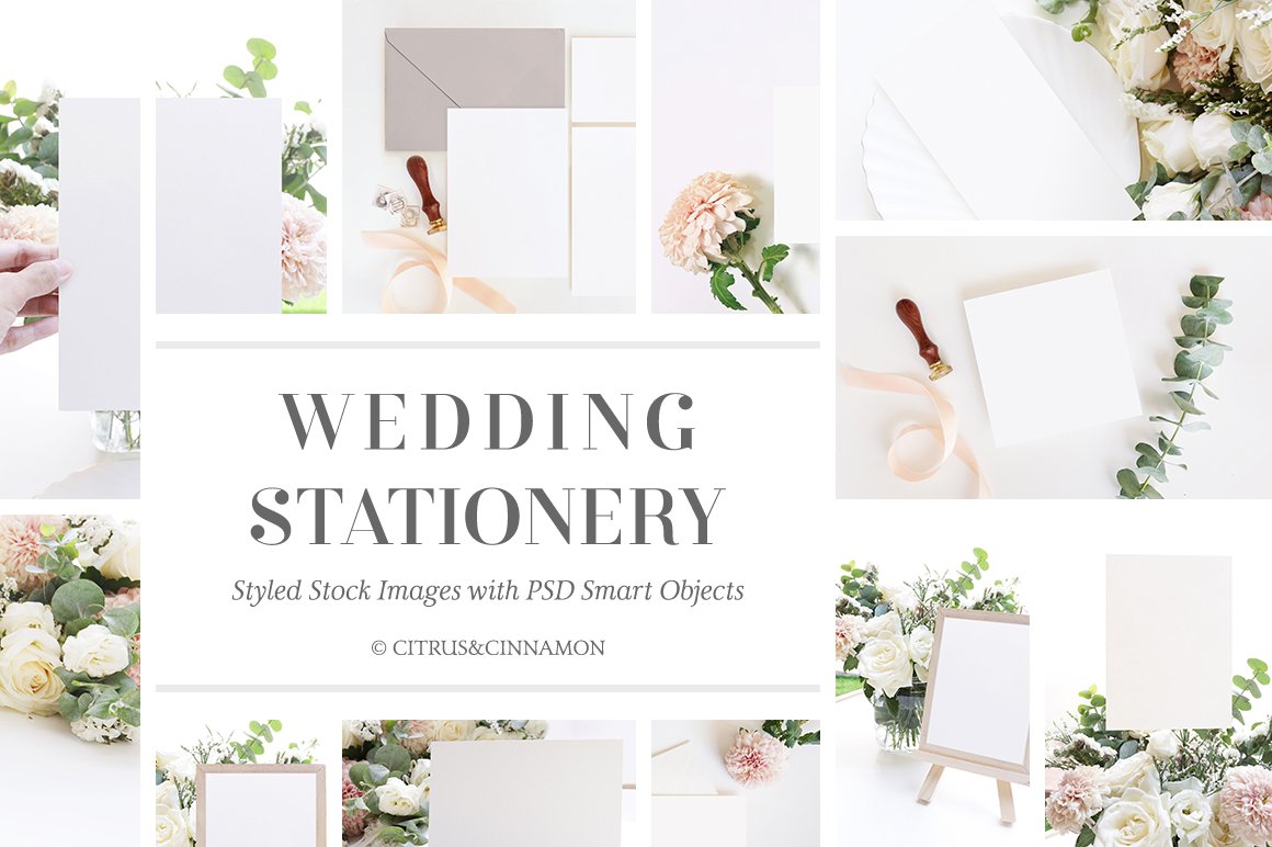 婚礼贺卡邀请函文具设计展示图样机模板套装 Wedding Stationery Mockup Bundle_img_2