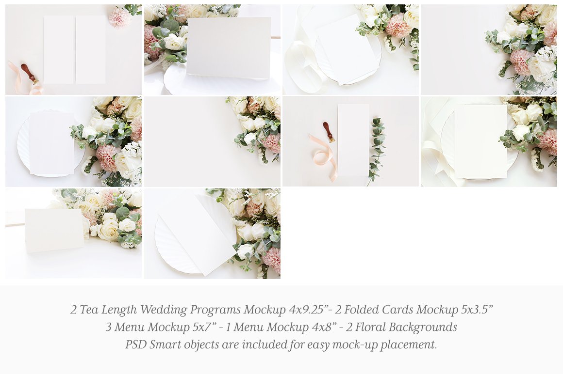 婚礼贺卡邀请函文具设计展示图样机模板套装 Wedding Stationery Mockup Bundle_img_2