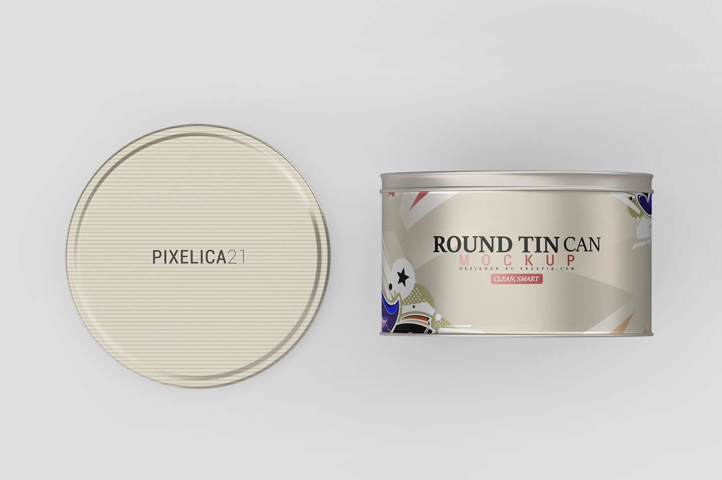 圆形食品锡罐外观设计展示图样机模板 Round Tin Can Mockup_img_2