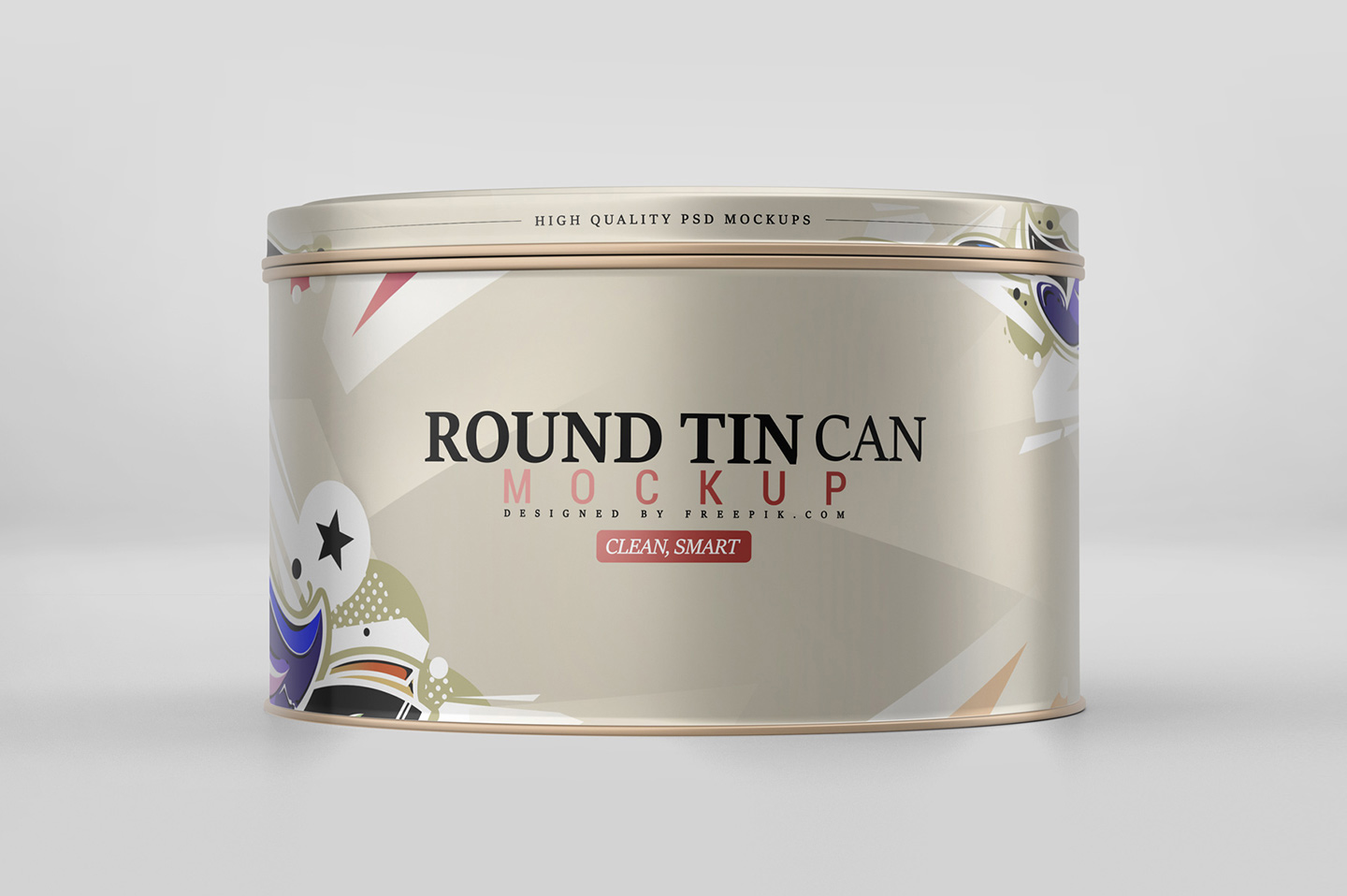 圆形食品锡罐外观设计展示图样机模板 Round Tin Can Mockup_img_2