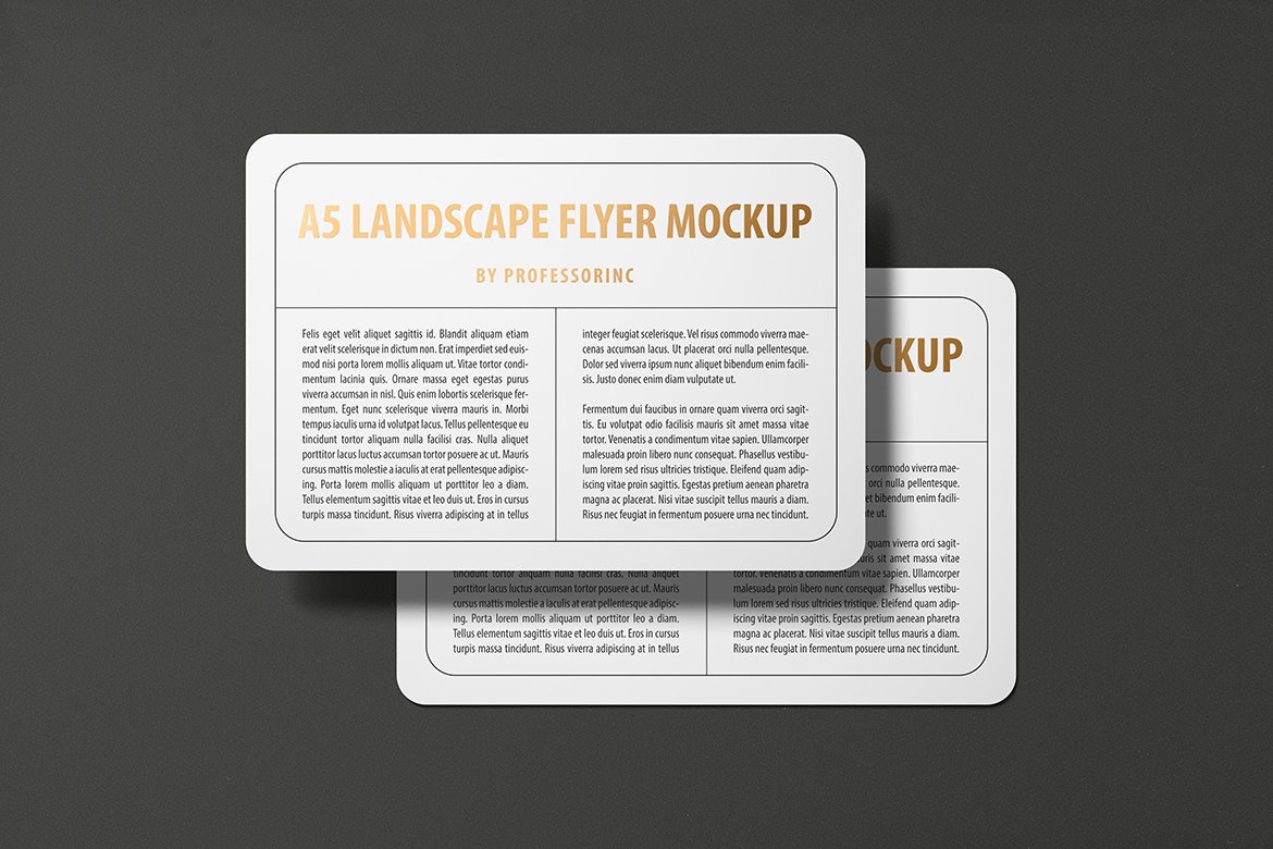 A5圆角宣传单页海报设计效果图样机模板 A5 Landscape Round Corner Flyer Mockup_img_2