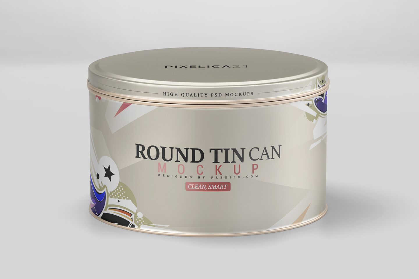 圆形食品锡罐外观设计展示图样机模板 Round Tin Can Mockup_img_2