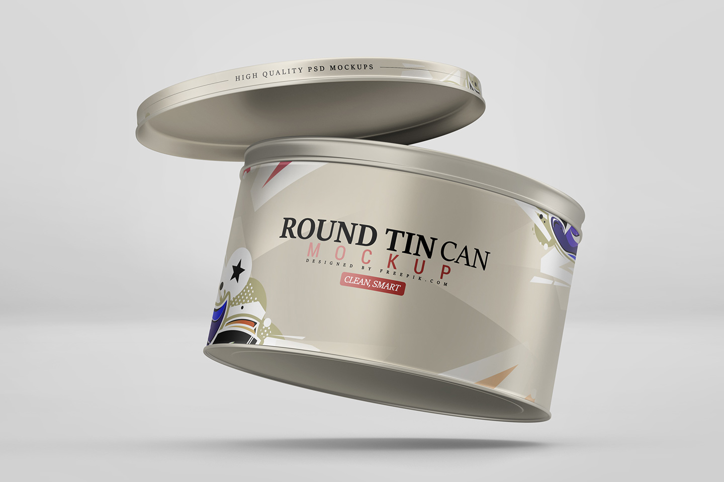 圆形食品锡罐外观设计展示图样机模板 Round Tin Can Mockup_img_2