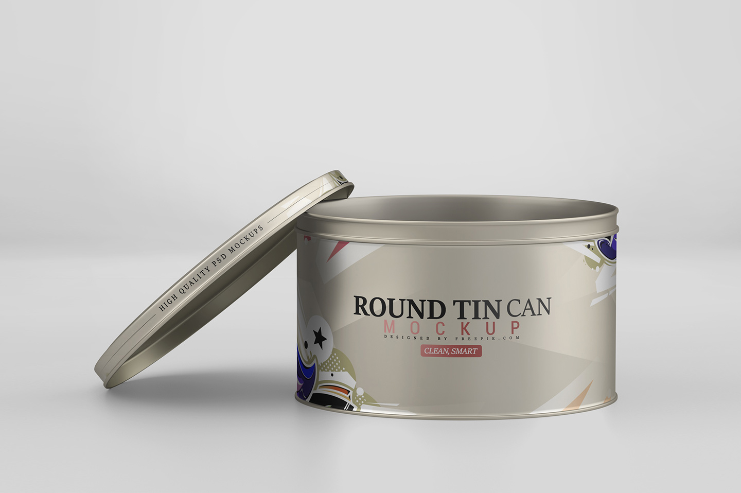 圆形食品锡罐外观设计展示图样机模板 Round Tin Can Mockup_img_2