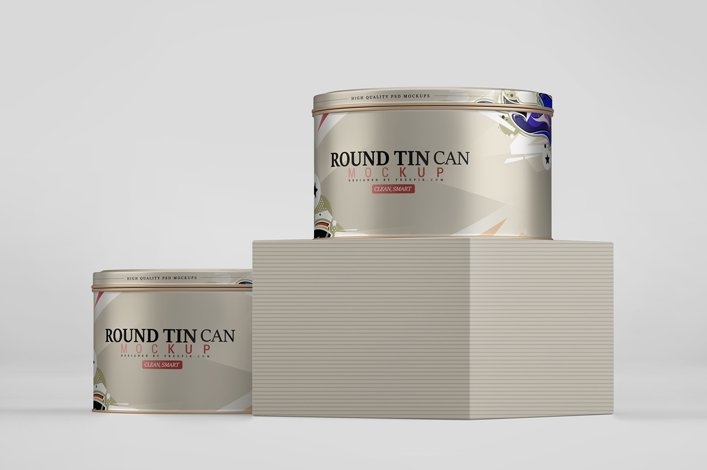 圆形食品锡罐外观设计展示图样机模板 Round Tin Can Mockup_img_2