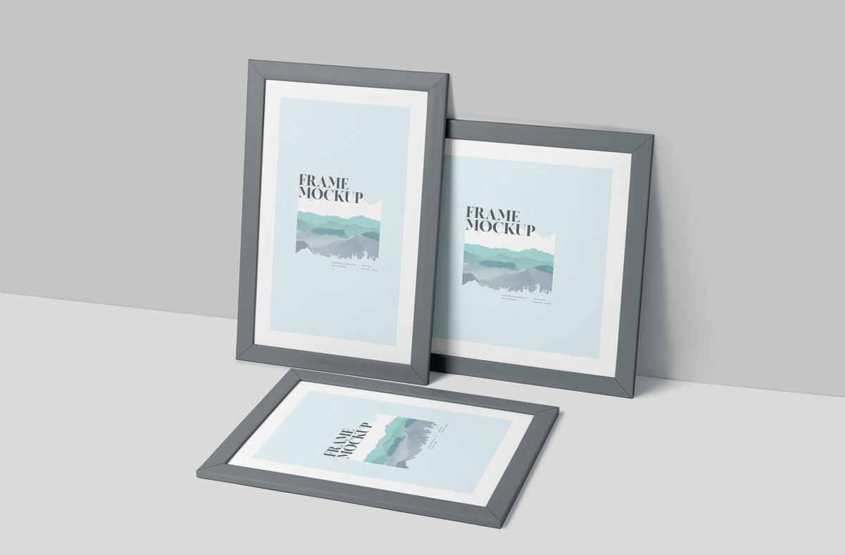 艺术品设计预览方形相框样机模板 Rectangle & Square Artwork Frame Mockup Set_img_2