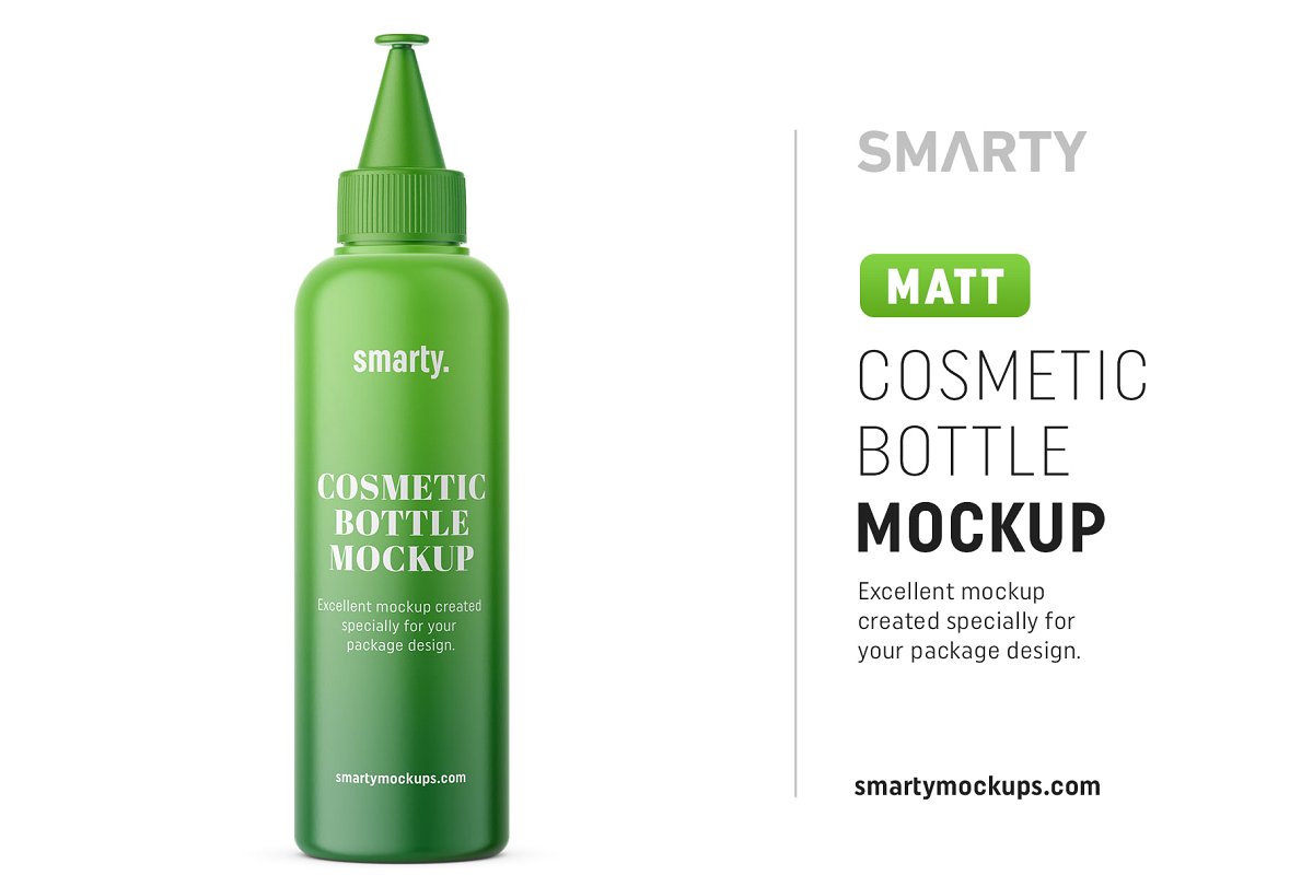 带喷嘴化妆品塑料瓶外观设计样机模板 Matt Aplicator Bottle Mockup_img_2