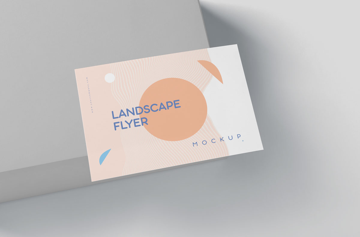 高品质A6宣传单页设计预览图样机模板 A6 Size Landscape Flyer Mockups_img_2