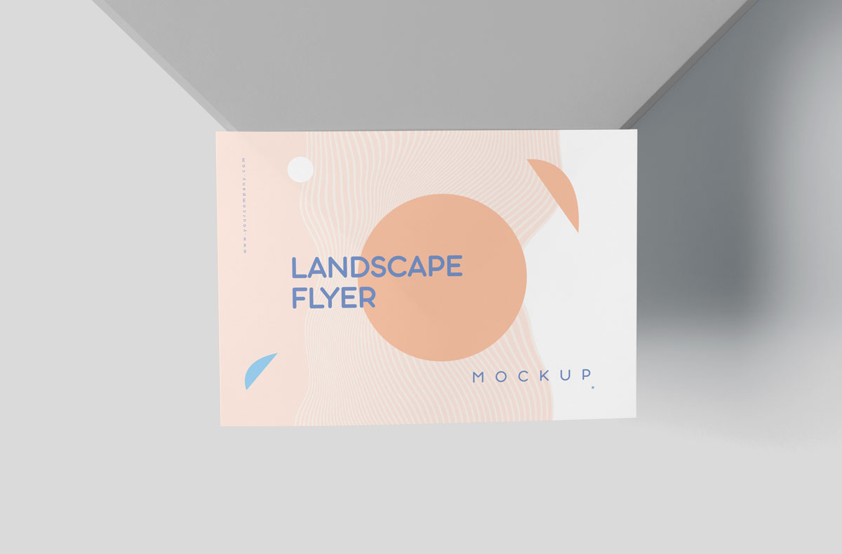 高品质A6宣传单页设计预览图样机模板 A6 Size Landscape Flyer Mockups_img_2