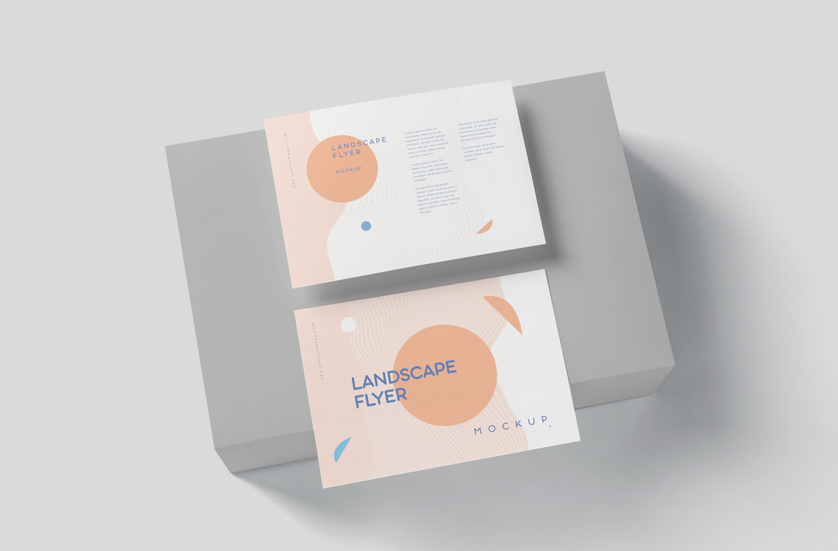 高品质A6宣传单页设计预览图样机模板 A6 Size Landscape Flyer Mockups_img_2