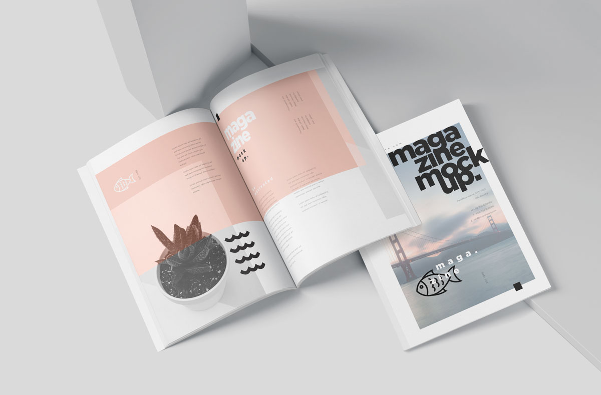 时尚A5杂志宣传画册设计效果图样机模板 A5 Slim Fashion Magazine Mockup Set_img_2