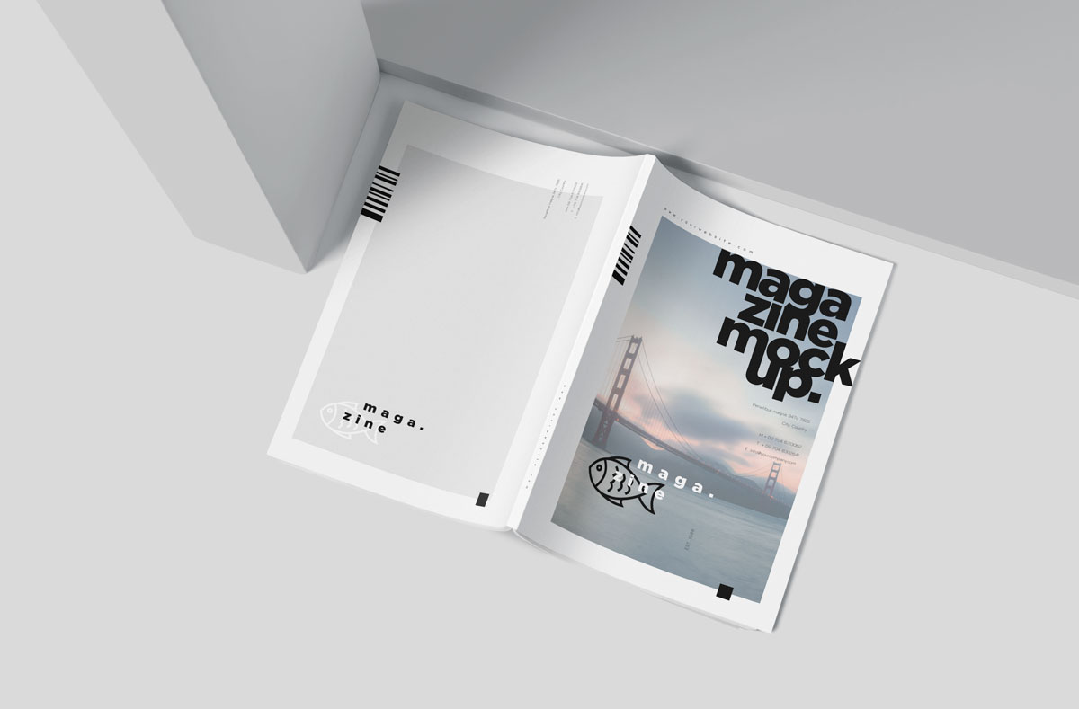 时尚A5杂志宣传画册设计效果图样机模板 A5 Slim Fashion Magazine Mockup Set_img_2