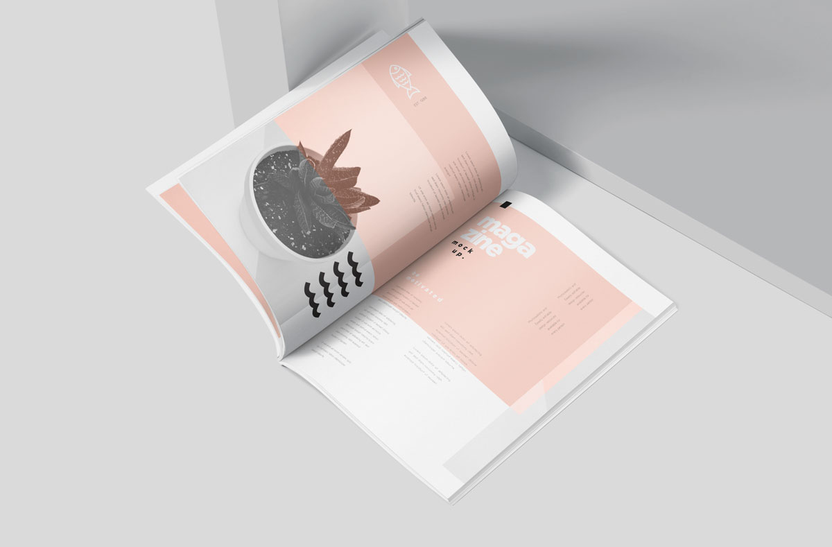 时尚A5杂志宣传画册设计效果图样机模板 A5 Slim Fashion Magazine Mockup Set_img_2
