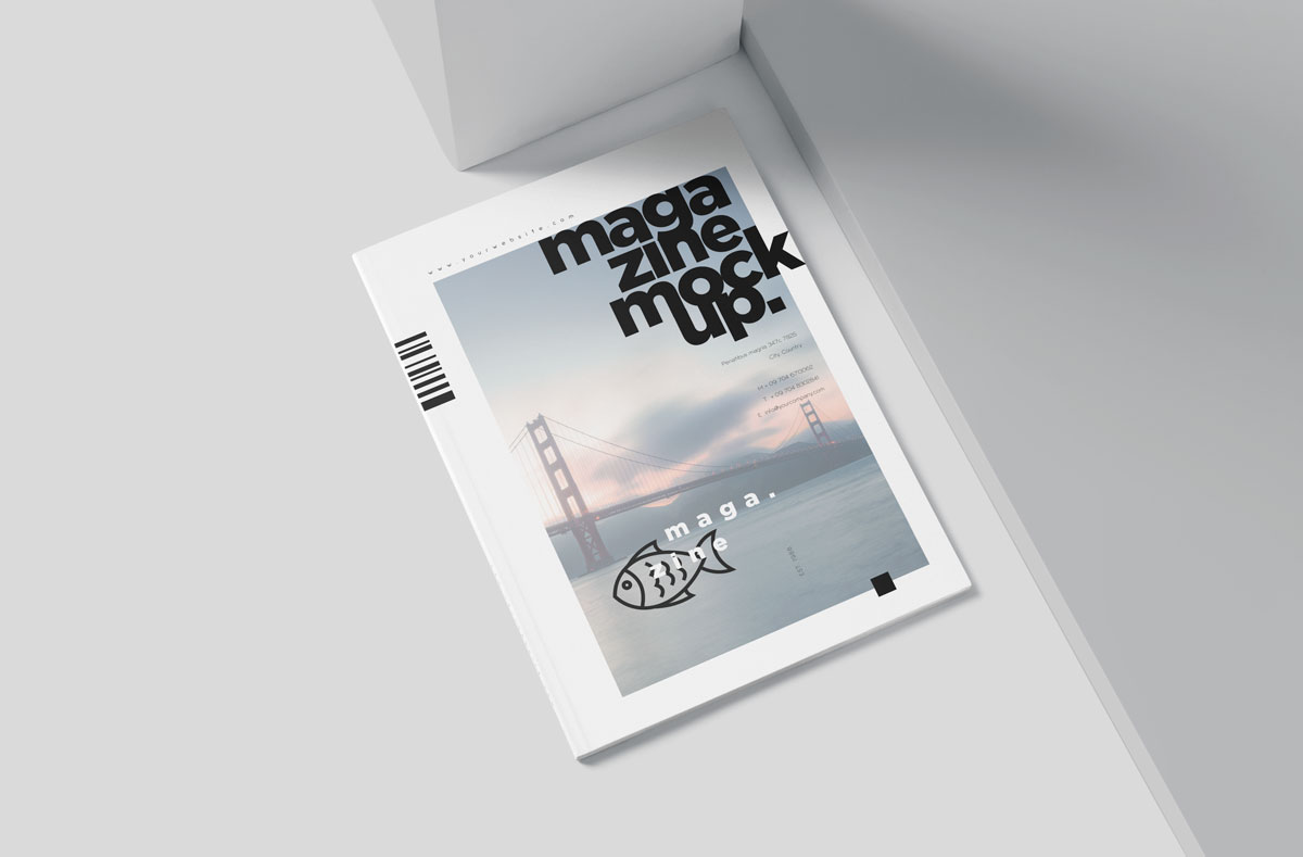 时尚A5杂志宣传画册设计效果图样机模板 A5 Slim Fashion Magazine Mockup Set_img_2