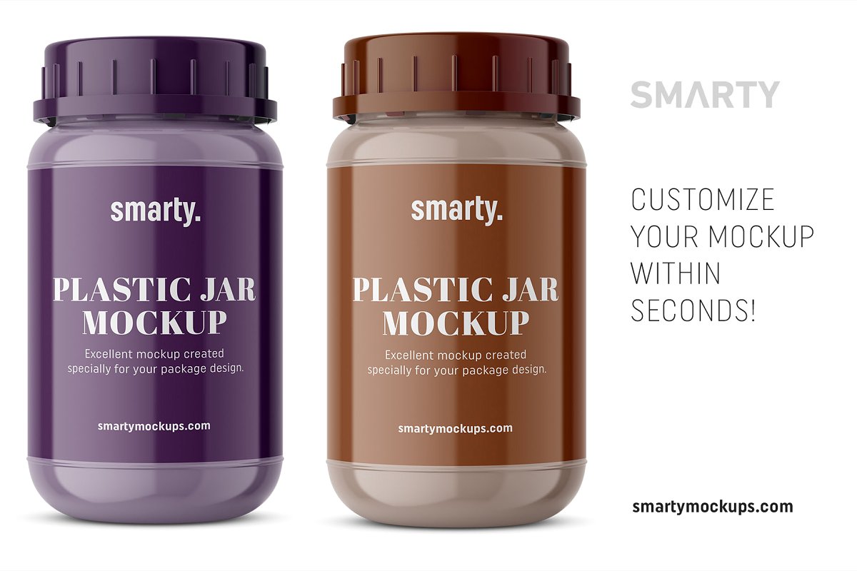 光滑医药塑料瓶外观设计效果图样机模板 Glossy Jar Mockup_img_2