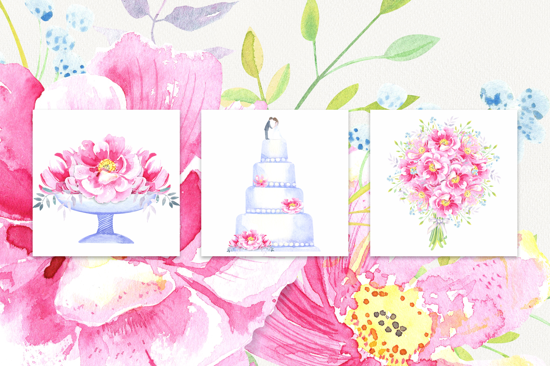 野玫瑰花卉手绘水彩剪贴画 Watercolor Wild Roses Clip Art_img_2