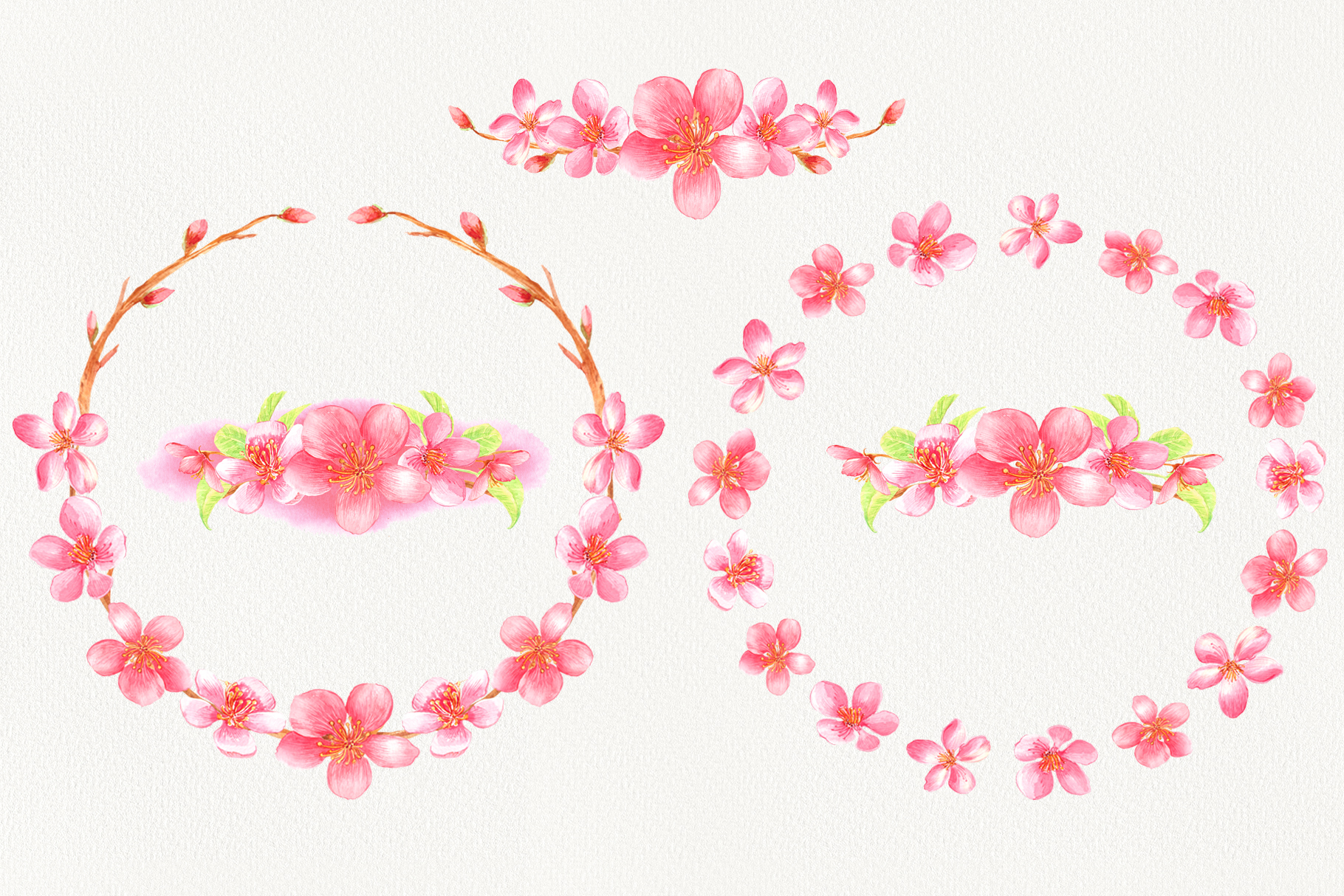 春天主题花卉手绘剪贴画集 Watercolor Spring Blossom Clip Art_img_2