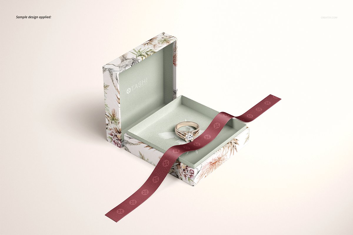 精美高端珠宝盒外观设计效果图样机模板01 Jewelry Box Mockup Set 01_img_2