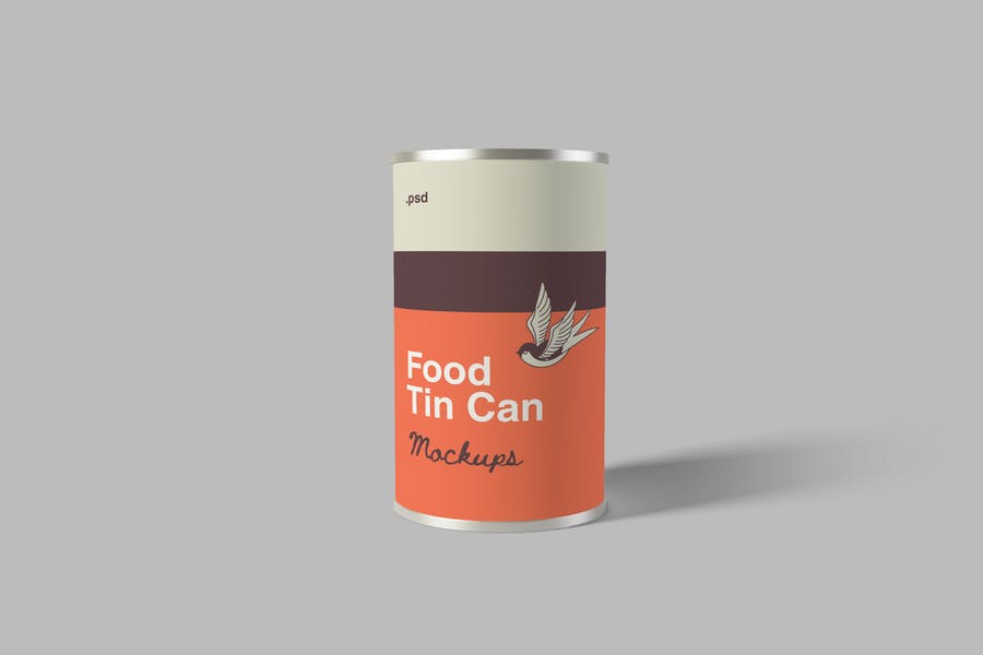 圆柱形食品罐头盒外观设计效果图样机模板 Food Tin Can Packaging Mockups_img_2