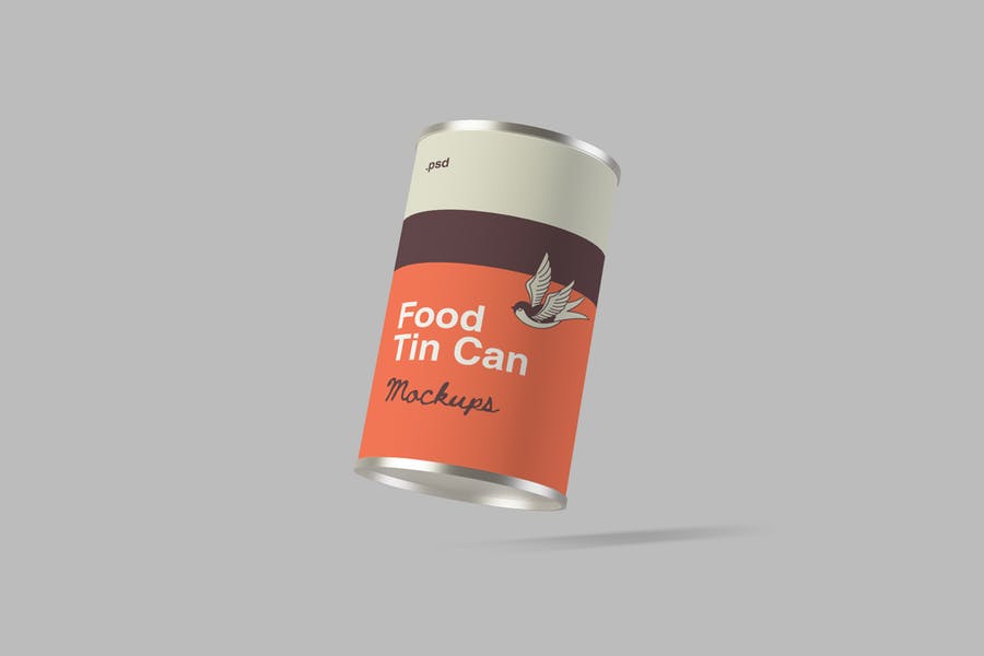 圆柱形食品罐头盒外观设计效果图样机模板 Food Tin Can Packaging Mockups_img_2