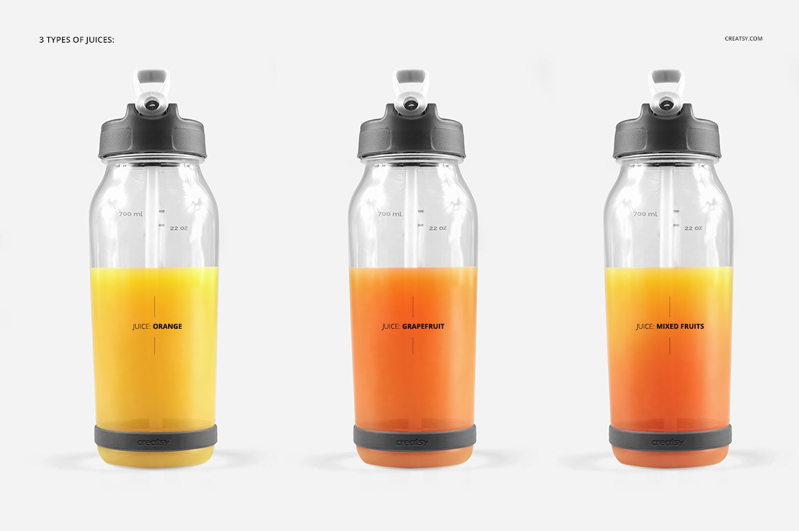 顶部翻转透明塑料水瓶外观设计效果图样机模板 Flip Top Clear Water Bottle Mockup_img_2