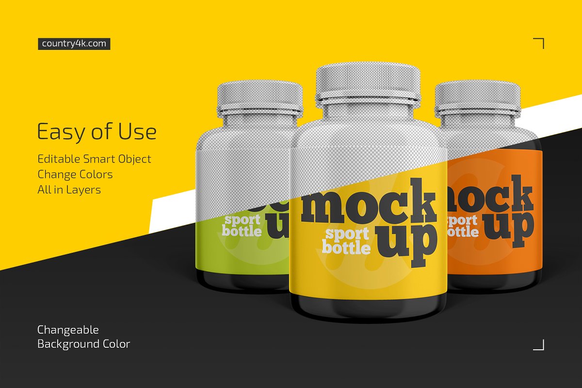 简约药丸瓶外观设计效果图样机模板 Pill Bottle Design Effect Mockup template_img_2