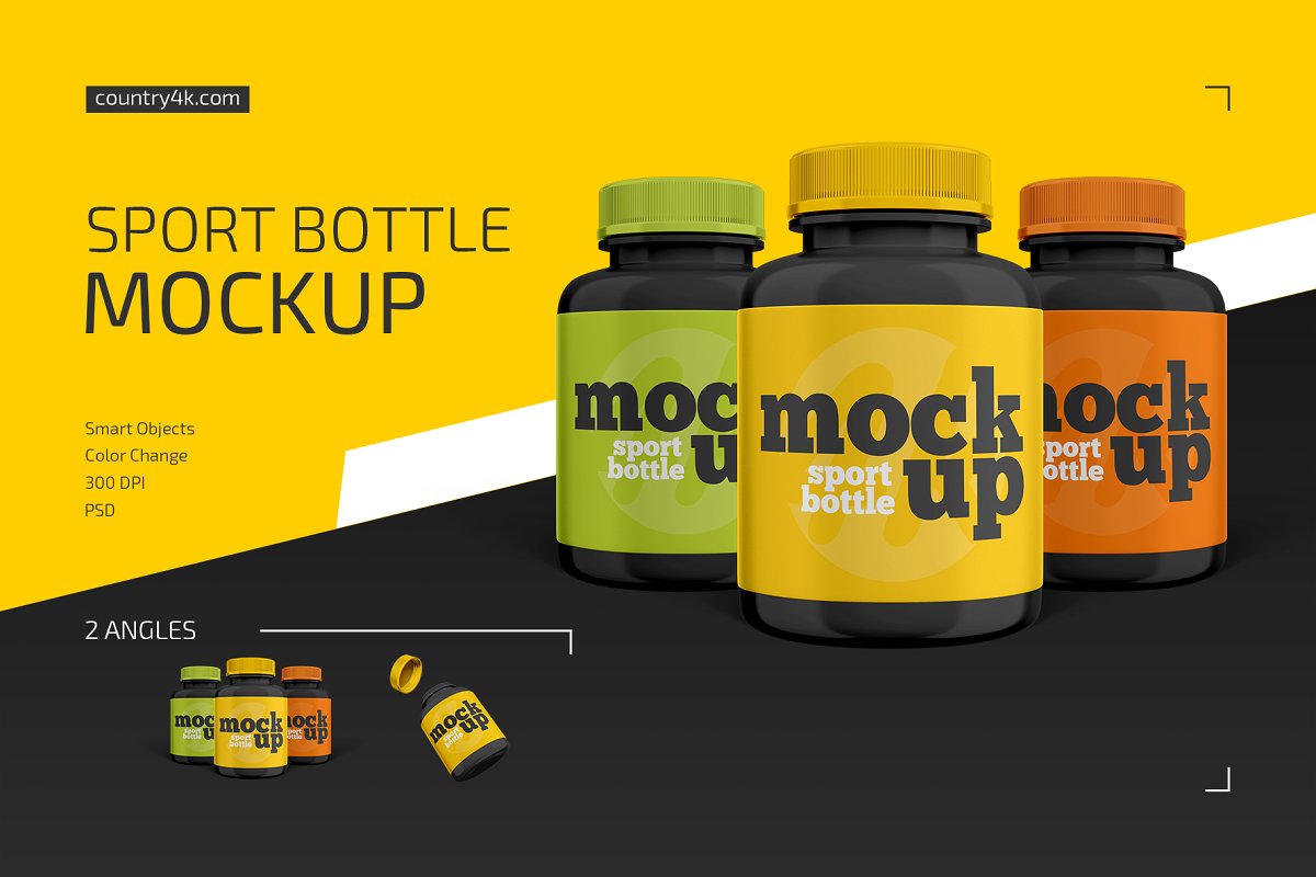 简约药丸瓶外观设计效果图样机模板 Pill Bottle Design Effect Mockup template_img_2