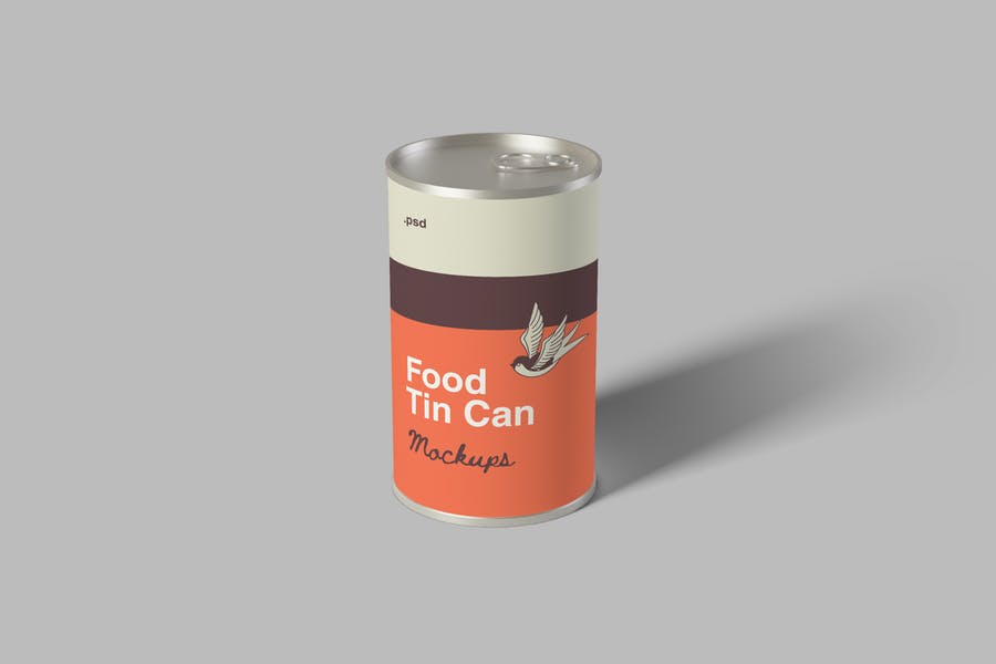 圆柱形食品罐头盒外观设计效果图样机模板 Food Tin Can Packaging Mockups_img_2