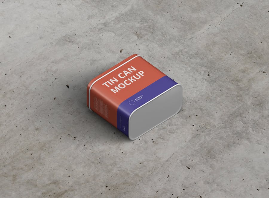 高分辨率矩形食品茶叶锡罐外观设计预览样机模板 Tin Can Mockup Rectangle_img_2