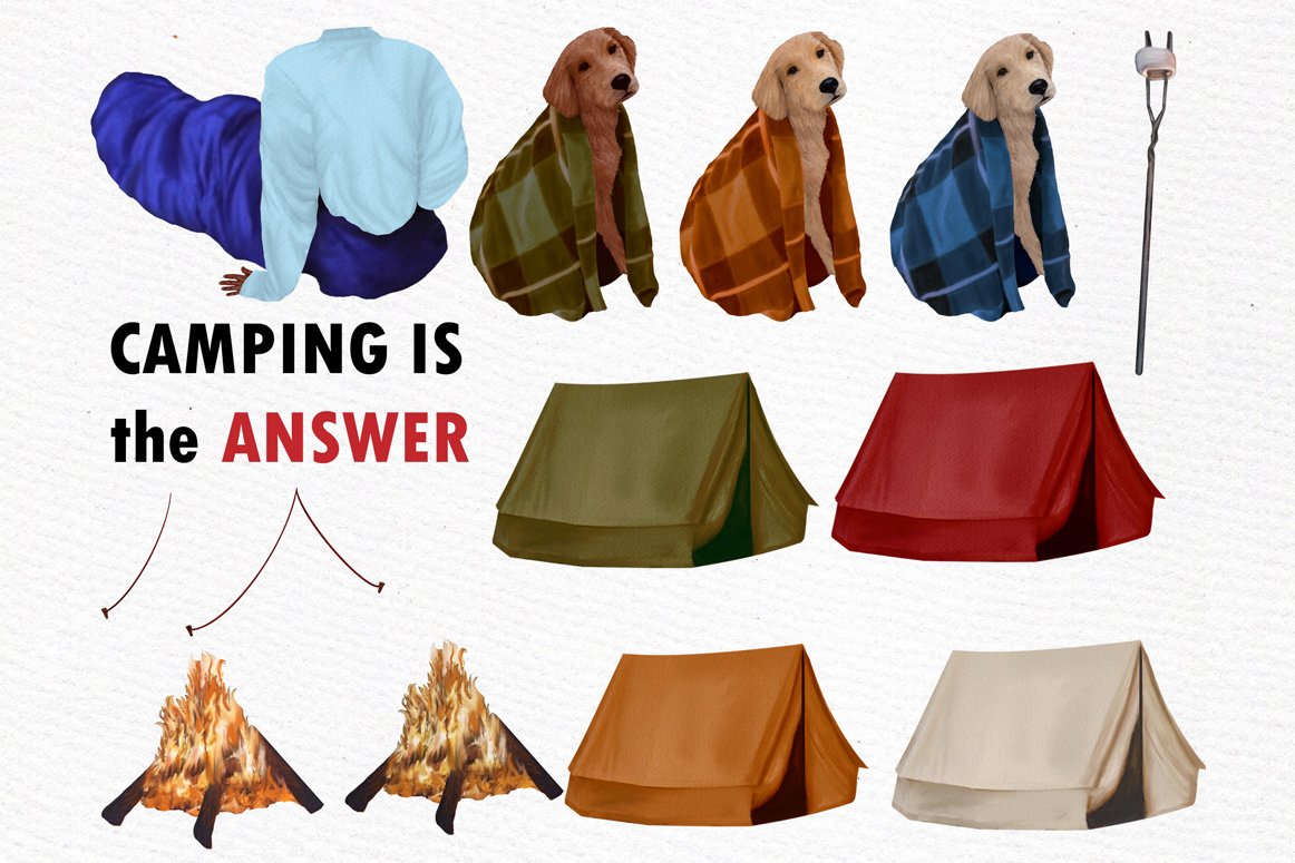 高质量情侣人物手绘水彩剪贴画设计素材 Camping clipart People Clipart_img_2