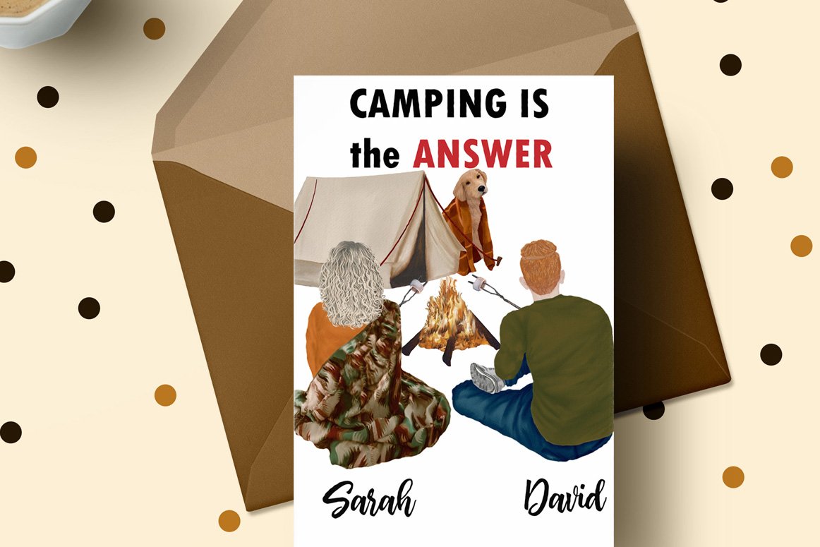 高质量情侣人物手绘水彩剪贴画设计素材 Camping clipart People Clipart_img_2