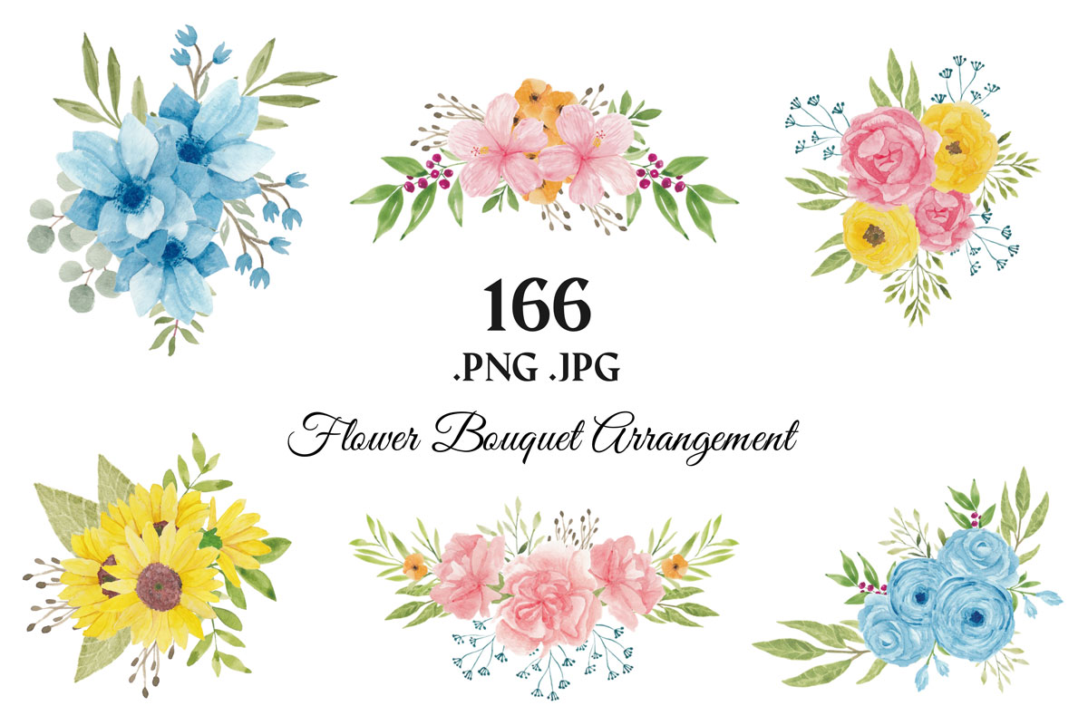 370个手绘花卉水彩插图剪贴画设计元素 373 Flower and Floral Watercolor Illustration Clip Art_img_2