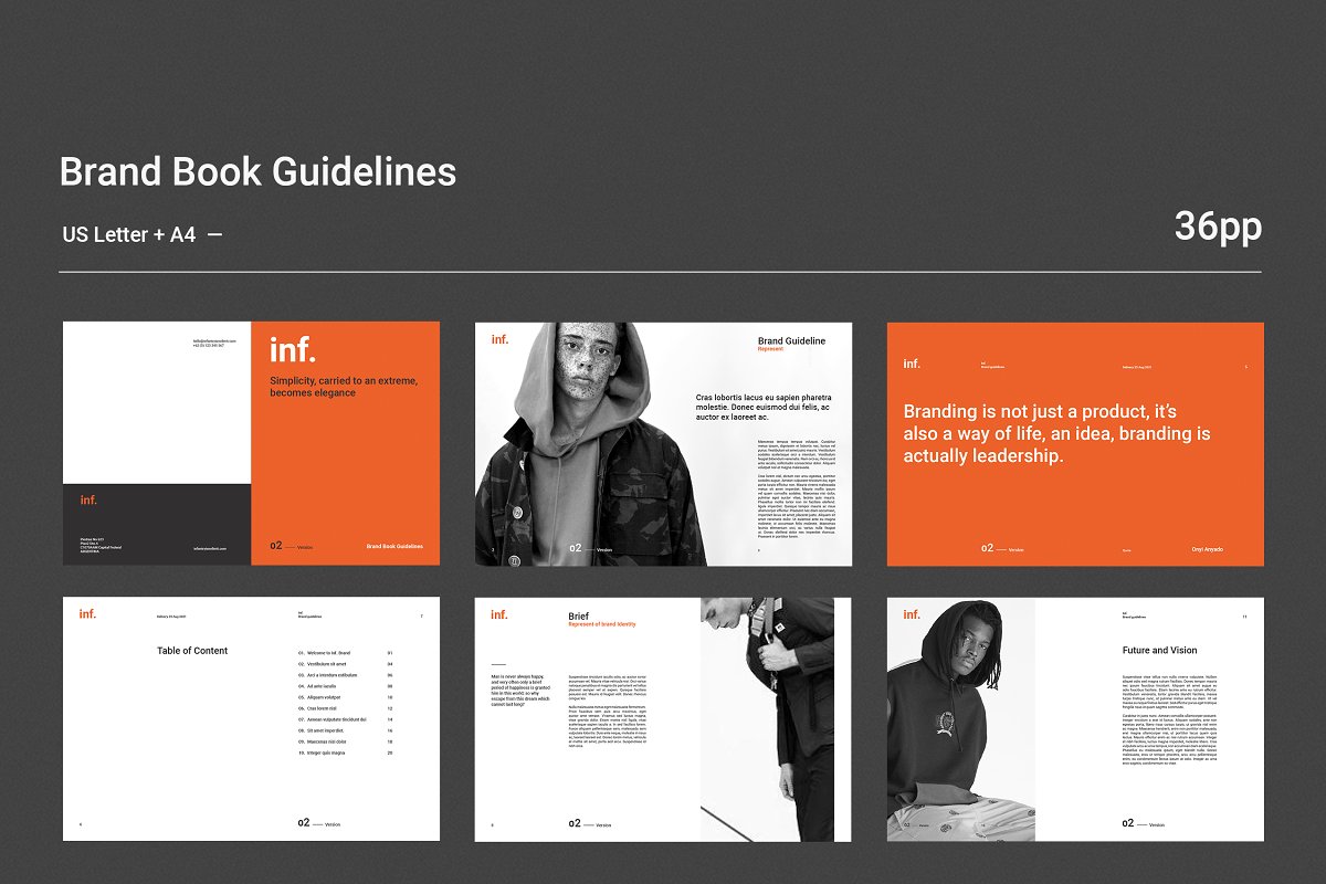 简约品牌设计规范指南VIS手册画册设计INDD模板 Brand Book Guidelines_img_2