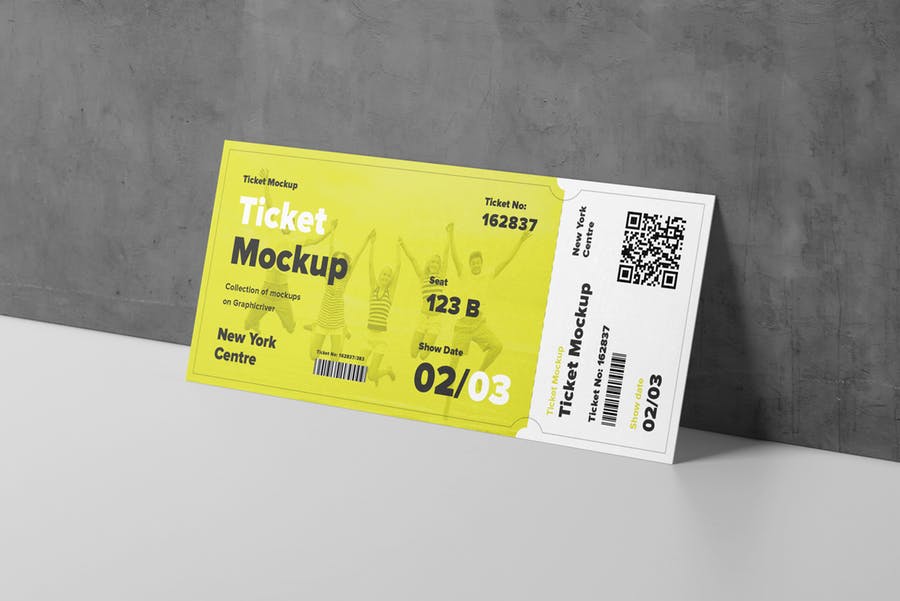 7个逼真音乐票务设计预览图样机模板 Ticket Mock-up_img_2