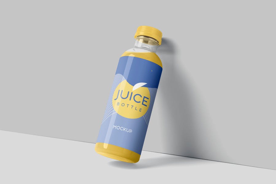 透明塑料果汁瓶外观设计预览图样机模板 Transparent Plastic Juice Bottle Mockups_img_2