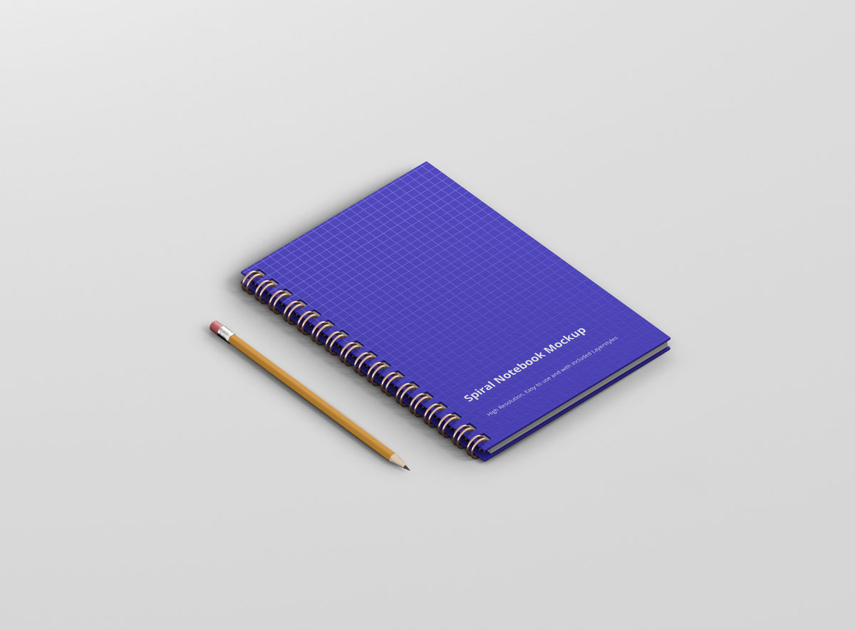 螺旋环笔记本设计预览图样机模板 Spiral Ring Notebook Mockup_img_2