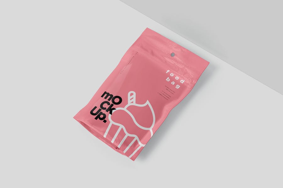 立式铝箔纸食品零食包装袋设计效果图样机模板 Foil Paper Stand Up Packaging Pouch Mockups_img_2