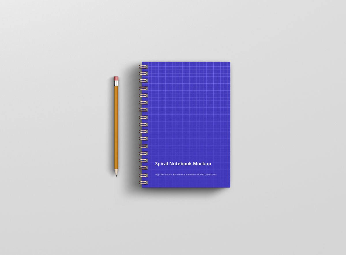 螺旋环笔记本设计预览图样机模板 Spiral Ring Notebook Mockup_img_2