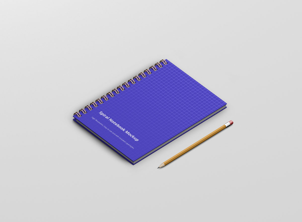 螺旋环笔记本设计预览图样机模板 Spiral Ring Notebook Mockup_img_2